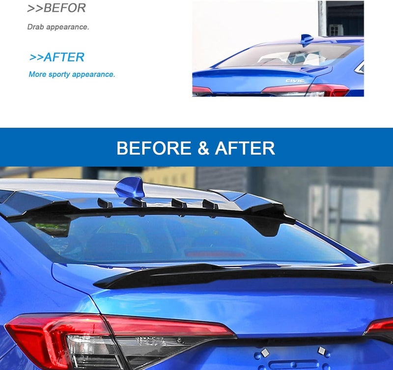 psler Trunk Spoiler Compatible with Civic Sedan 11th Gen 2022 2023 2024 2025 Lid Rear Spoiler Wing Highkick Duckbill Styling Exterior Tail Fin Bright Black - Image 2